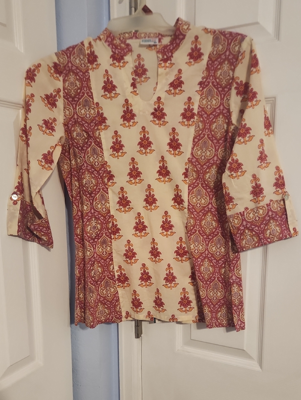 Women’s Tunic Top Block Print From Rajasthan Size Medium 100% Cotton